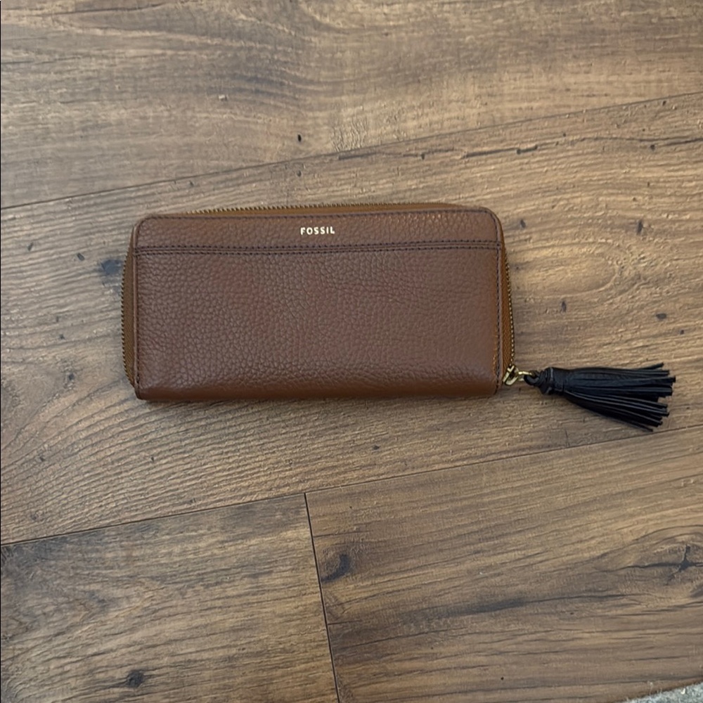 Fossil Brown Leather Wallet with Tassel